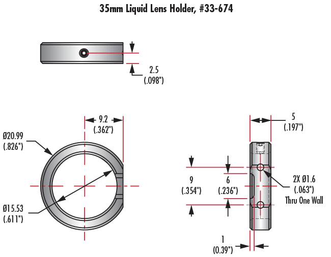 Liquid Lens Holder for 35mm Cx Lens Edmund Optics