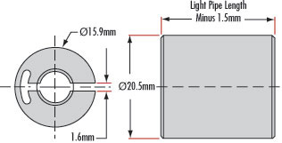 4mm Aperture, 50mm Length, Light Pipe Homogenizing Rod Mount