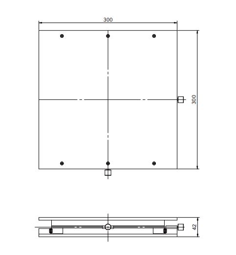 #55-620, 200mm Travel, X-Y Positioning Table (Units: mm)
